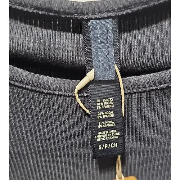 NWT Skims Soft Lounge Ribbed Crop Top Womens Small Graphite Long Sleeve - Picture 6 of 8